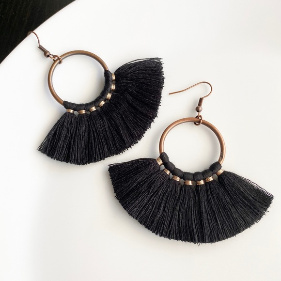 NEW "Bridget" Tassel Earrings (Black) - Picture 2 of 4